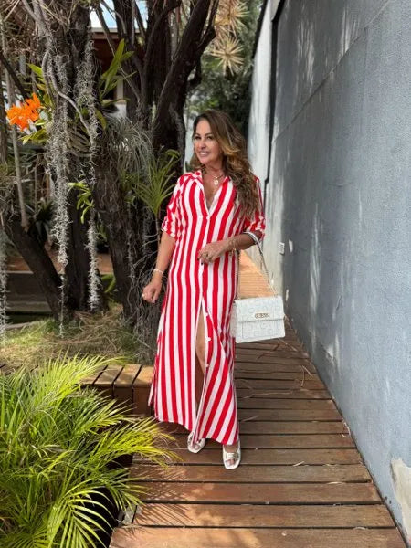 CHEMISE LISTRAS LARGAS
VERMELHA