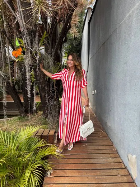 CHEMISE LISTRAS LARGAS
VERMELHA