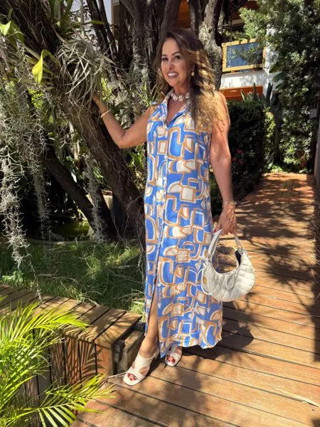 CHEMISE SEM MANGA SOFIA AZUL