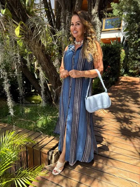 CHEMISE SEM MANGA JULIANA AZUL