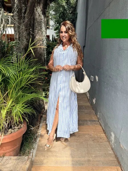 CHEMISE SEM MANGA LISTRADO 2 TONS
AZUL