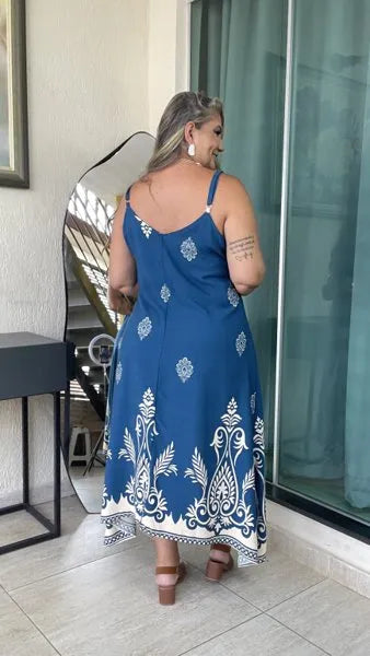 VESTIDO ALÇA MIDI PLUS
AZUL MARINHO