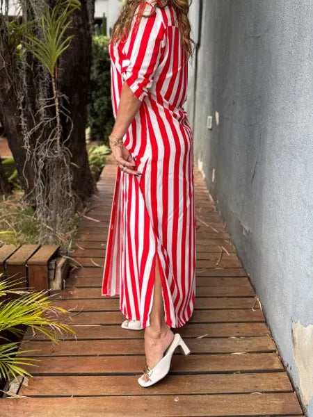 CHEMISE LISTRAS LARGAS 
                                    VERMELHA