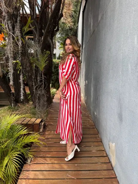 CHEMISE LISTRAS LARGAS 
                                    VERMELHA