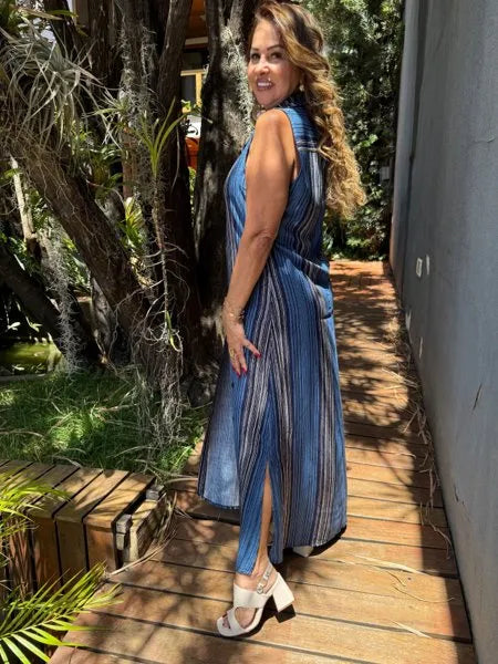 CHEMISE SEM MANGA JULIANA AZUL