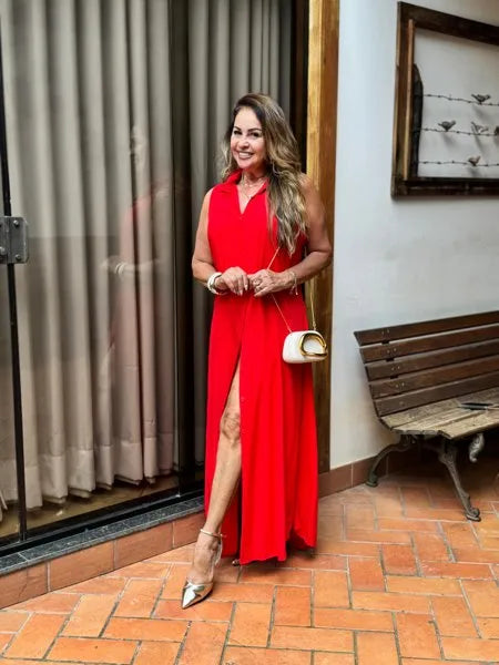 CHEMISE SEM MANGA LISA
                                    VERMELHA