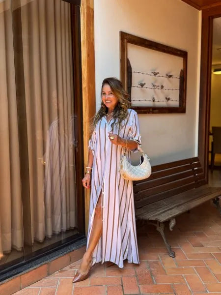 CHEMISE LISTRADA 
                                    MARROM