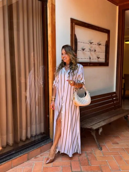 CHEMISE LISTRADA 
                                    MARROM