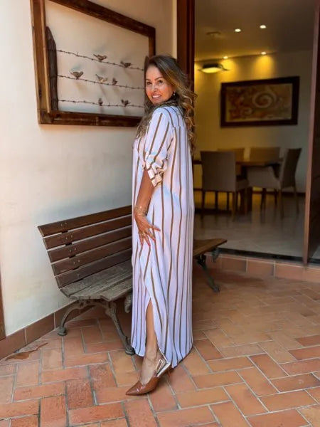 CHEMISE LISTRADA 
                                    MARROM