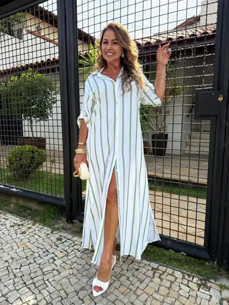 CHEMISE LISTRADA 
                                    PISTACHE