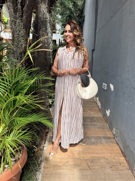 CHEMISE SEM MANGA LISTRADO 2 TONS
                                    MARROM