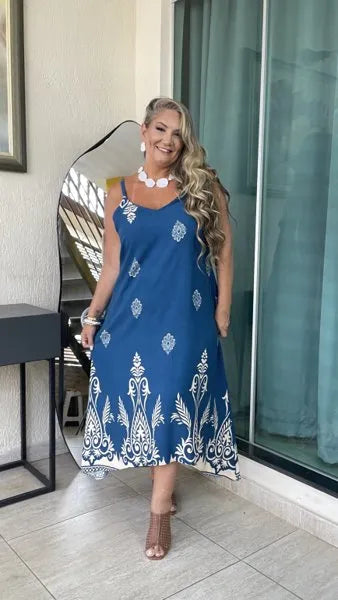 VESTIDO ALÇA MIDI PLUS
                                    AZUL MARINHO