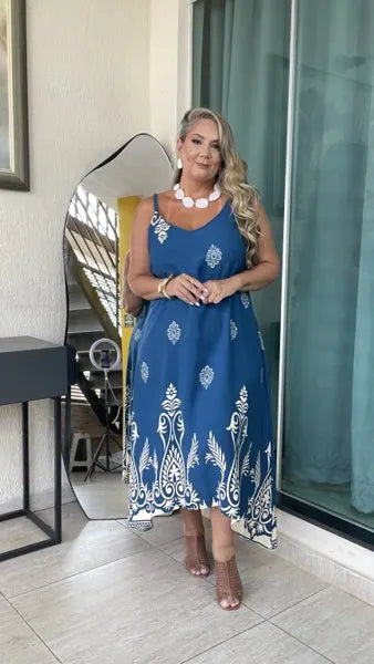 VESTIDO ALÇA MIDI PLUS
                                    AZUL MARINHO